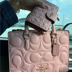 Coach Blush Embossed Satchel and Wallet Set